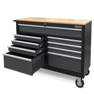 Mobile workshop trolley with 9 drawers and wooden worktop Weber | Baltic Diag