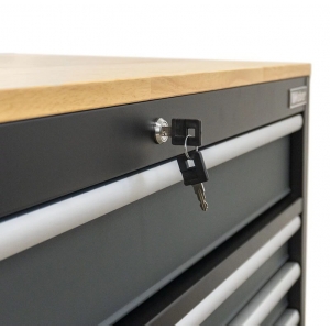 Mobile workshop trolley with 9 drawers and wooden worktop Weber | Baltic Diag