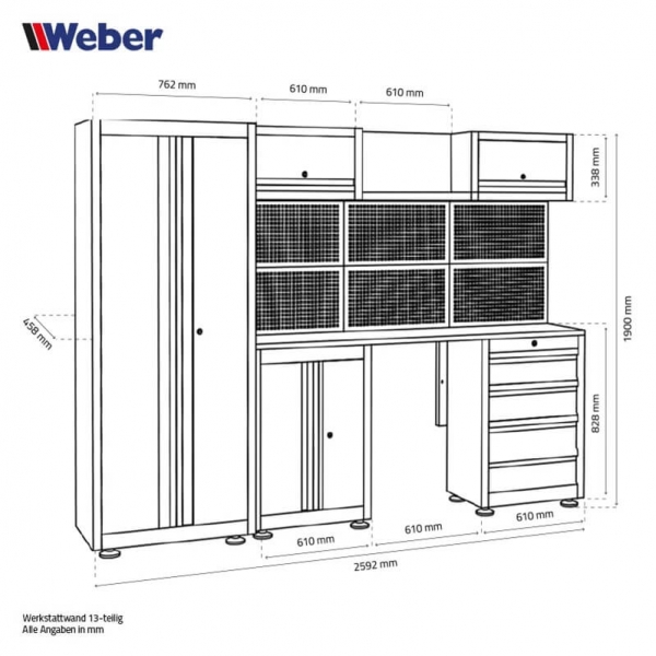 Professional 13-piece workshop cabinet system Weber 450 | Baltic Diag Professional 13-piece workshop cabinet system Weber 450 | Baltic Diag