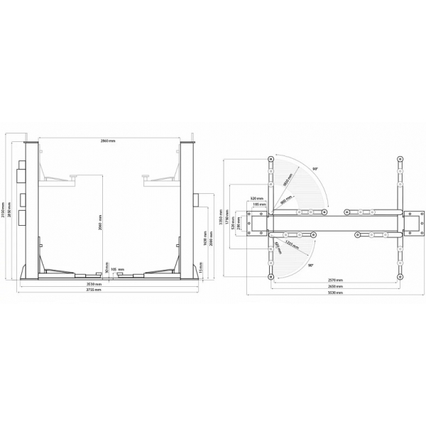 Electrohydraulic two post lfit Weber Expert SJC-10XL | Baltic Diag