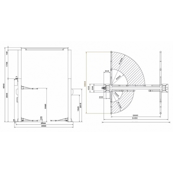 Electrohydraulic 2-post lift Weber Expert Series SJC-10XL - 4.5 | Baltic Diag
