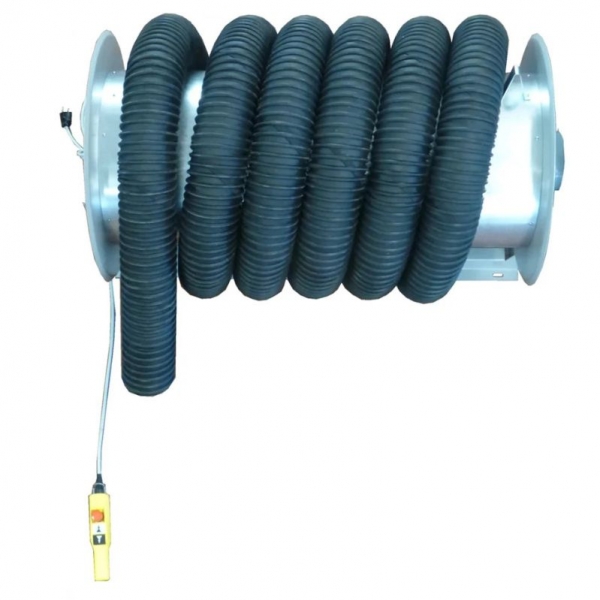 Hose reel with electric rewind for exhaust gas extraction WORKY GER+10010