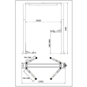 Двухстоечный подъемник с электромагнитной блокировкой и 3+3 ступенчатыми стрелами, 4,5 т BD-4500VEL33 | Baltic Diag