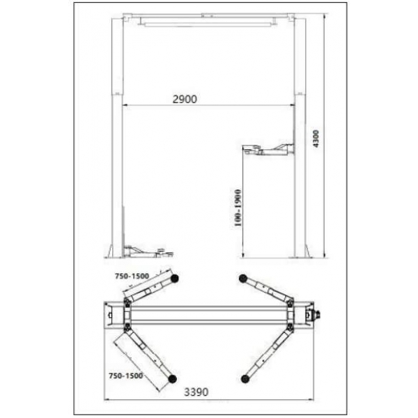 Двухстоечный подъемник с электромагнитной блокировкой и 3+3 ступенчатыми стрелами, 4,5 т BD-4500VEL33 | Baltic Diag