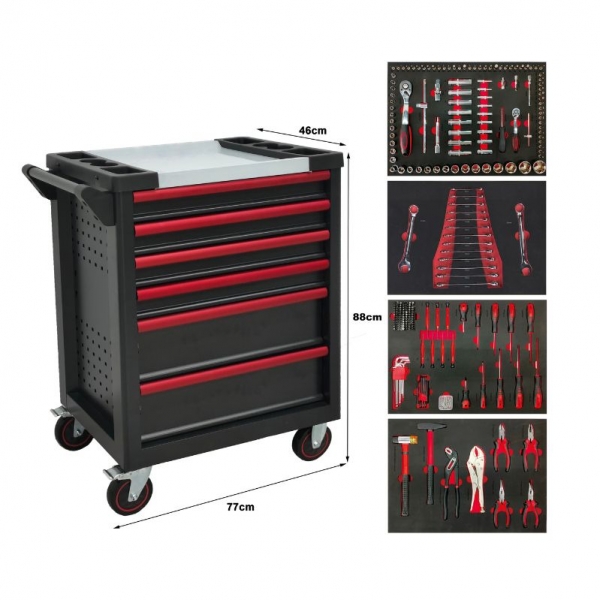 Tool trolley with 7 drawers and 290 tools BD-22