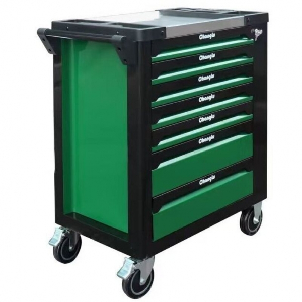 Tool cabinet with 7 drawers and side compartment