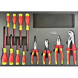 Instrumentu ratiņi elektrisko automobiļu remontam ar 9 atvilktnēm, 199 instrumentiem un datora statīvu SP Tools Tech Series