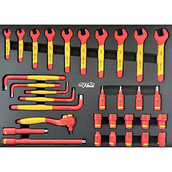 Instrumentu ratiņi elektrisko automobiļu remontam ar 9 atvilktnēm, 199 instrumentiem un datora statīvu SP Tools Tech Series
