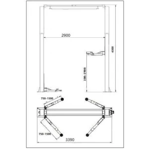 Two-post lift with electromagnetic locking and 3+3-stage arms, 4.5 t, BD-4500VEL33