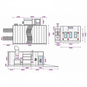 Gas-heated spray booth BD-6400-G