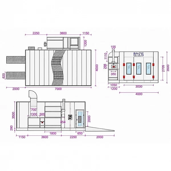 Gas-heated spray booth BD-6400-G