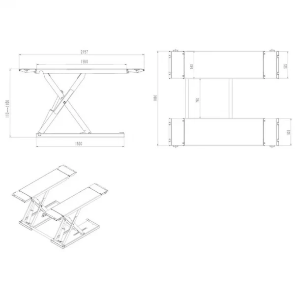 BD-S3 mobilais vidējais šķērveida pacēlājs, pacelšanas augstums 1300 mm