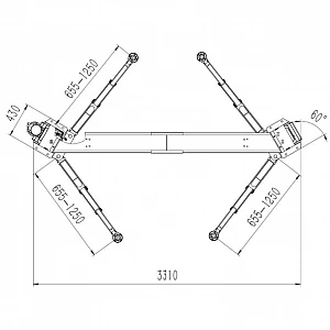 Two-post asymmetric lift with 3+3-stage universal arms, BD-4000EV Pro