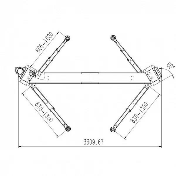 Two-post asymmetric lift with 2+3-stage arms, BD-4000AL Pro