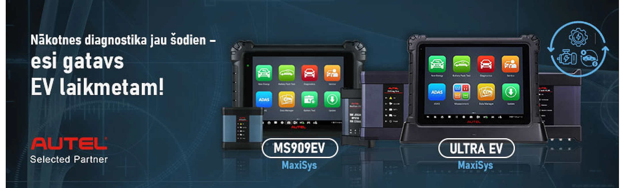Autel MaxiEV un Ultra EV elektromobiļu diagnostikas iekārtas
