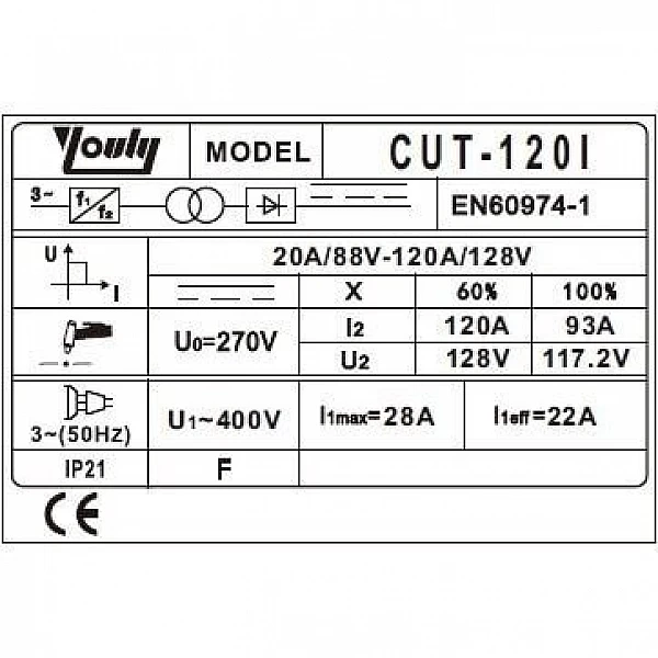 Плазменный резак (IGBT), 120 А, 40 мм