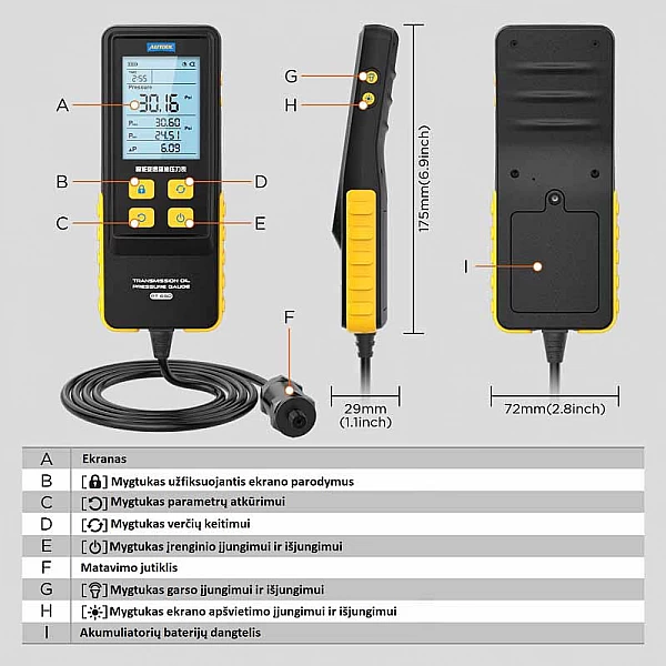 Прибор измерения давления масла в коробке передач Autool PT650