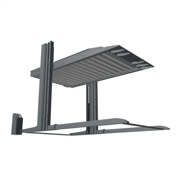 Freestanding two-post parking lift for heated floors