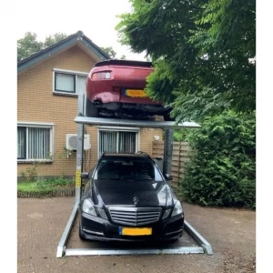 Freestanding two-post parking lift for heated floors