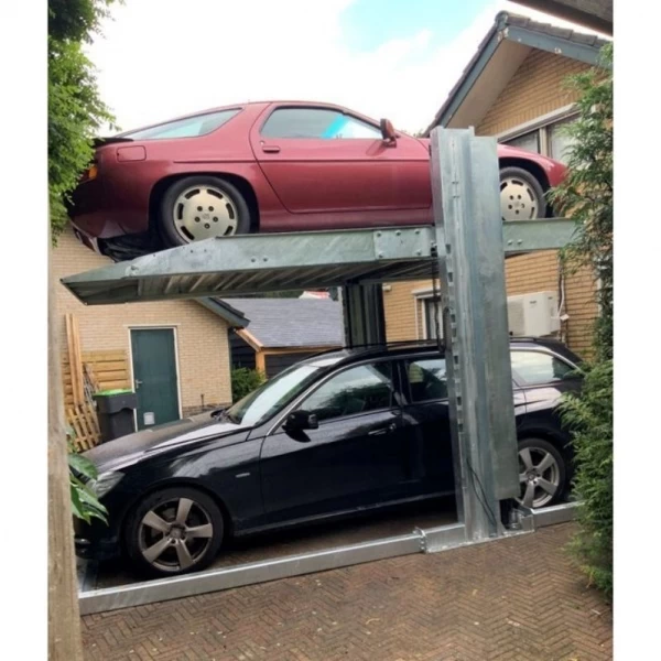 Freestanding two-post parking lift for heated floors
