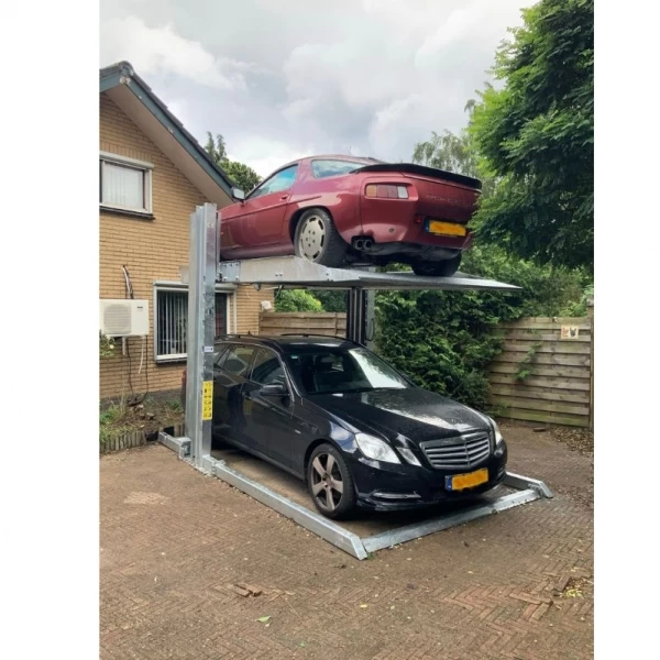 Freestanding two-post parking lift for heated floors
