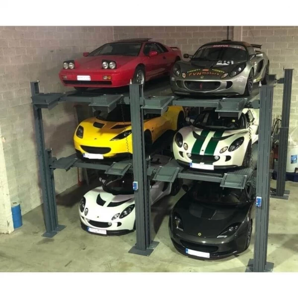 Four-post parking lift for three cars