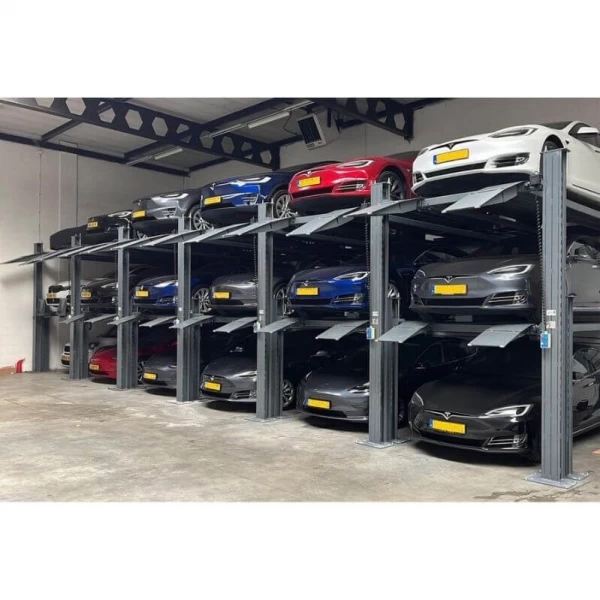 Four-post parking lift for three cars
