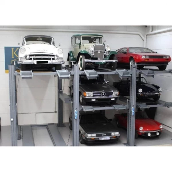 Four-post parking lift for three cars