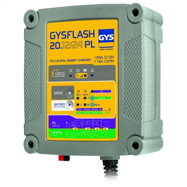 Akumulatoru lādētājs un atbalsta bloks GYSFLASH 20.12/24 PL