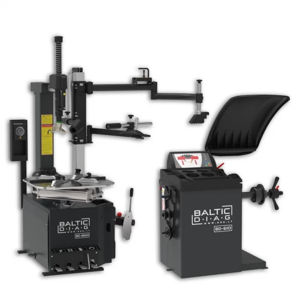 BD-860 + BD-215 riepu montāžas iekārtas un BD-610 automātiskās riteņu balansēšanas iekārtas komplekts