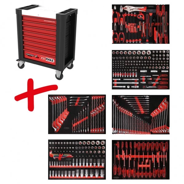 Instrumentu ratiņu komplekts Performanceplus P10 ar 366 instrumentiem, 6 atvilktnes KS Tools