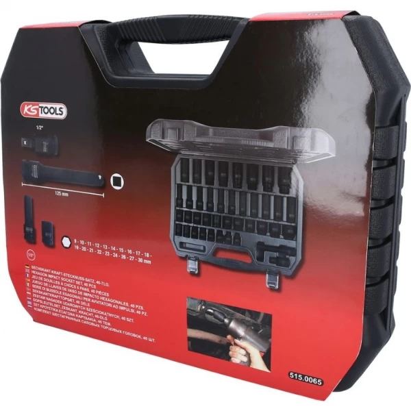 Sešstūra triecienmuciņu komplekts 1/2, 40 gab., KS Tools