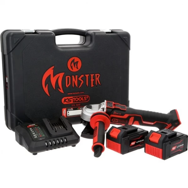 Akumulatora leņķa slīpmašīnas komplekts, 4 daļas eMONSTER KS Tools