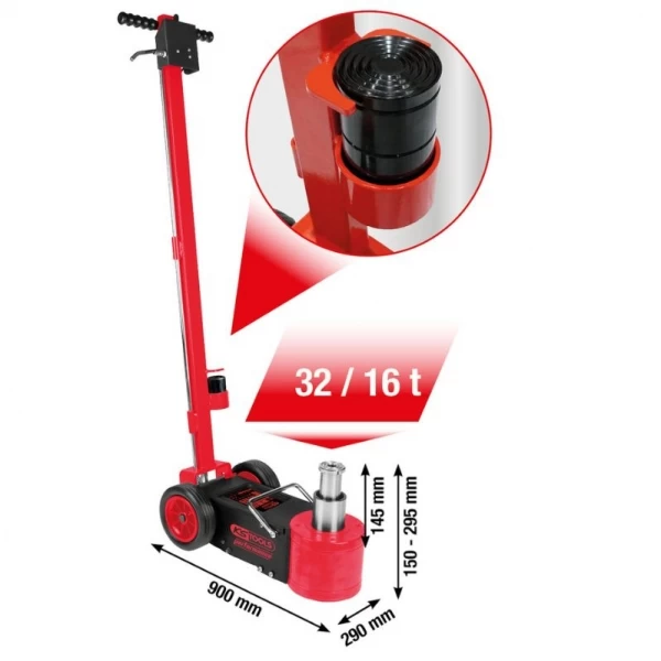 Pneimohidrauliskais domkrats 32/16 t Performance KS Tools