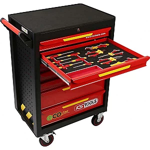 Tool trolley ECOLine with 42 insulated tools, for electric vehicles