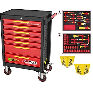 Tool trolley ECOLine with 42 insulated tools, for electric vehicles