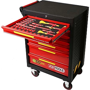 Tool trolley ECOLine with 42 insulated tools, for electric vehicles