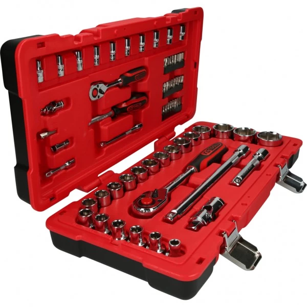 1/4"+1/2" CHROMEplus uzgriežņu atslēgu komplekts KS Tools 68 daļas