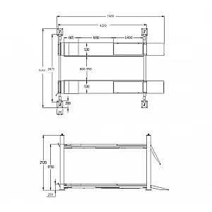 Four-post lift for wheel alignment, 4000 kg
