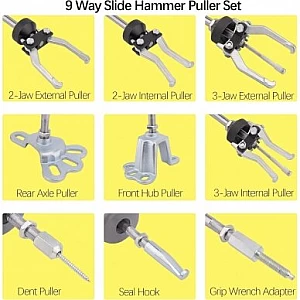 Slide Hammer with Accessories, 9 pcs.