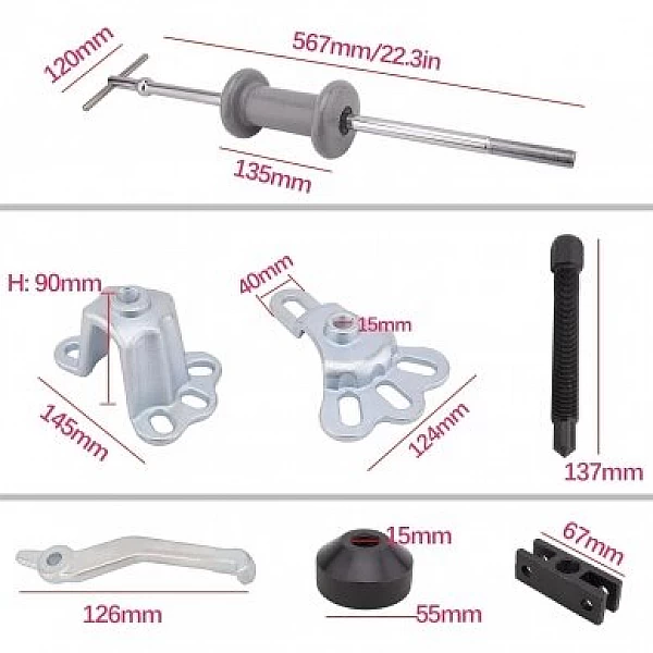 Slide Hammer with Accessories, 9 pcs.