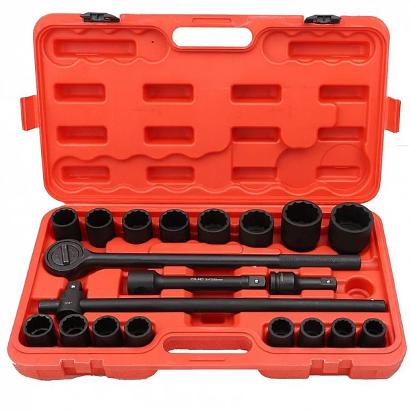 Divpadsmitšķautņu triecienmuciņu komplekts 3/4", 21–50 mm, 21 gab.