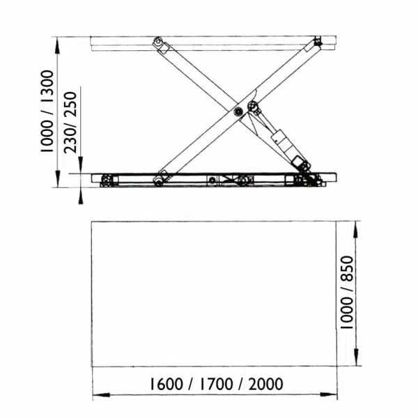 Электрогидравлический грузоподъемный стол 2000 кг, NH Handling HIW
