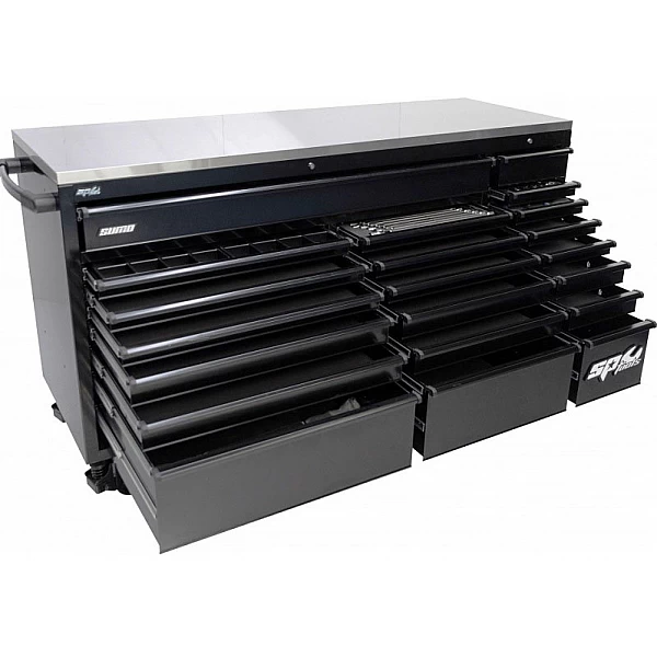 Mobile workbench with 21 drawers and steel workbench SP Tools USA Sumo series