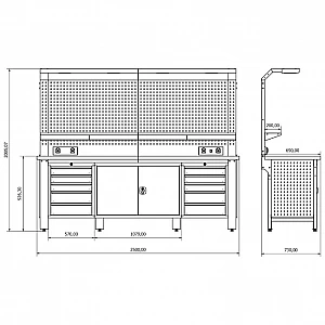 Workbench with fixed cabinets Bullram Valkenpower