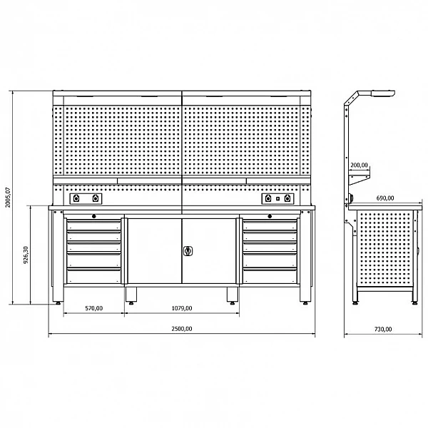 Workbench with fixed cabinets Bullram Valkenpower