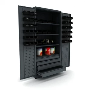 Metal workshop cabinet with 4 drawers, 4 shelves and storage bins Valkenpower