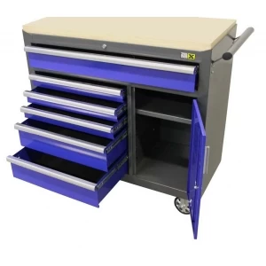 Mobile tool trolley with 6 drawers and cabinet