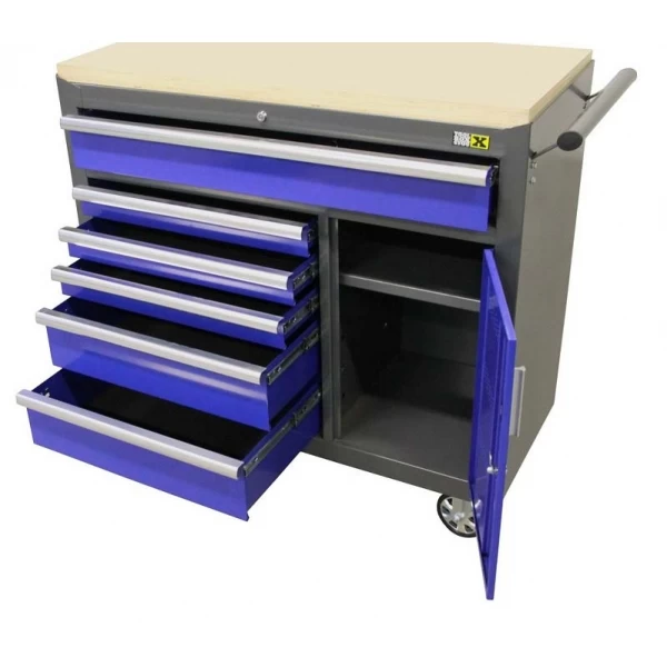 Mobile tool trolley with 6 drawers and cabinet