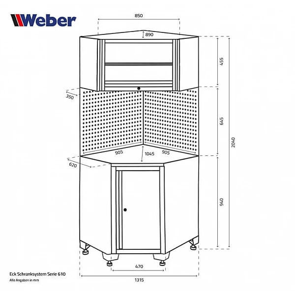 Профессиональный угловой верстак 610 Weber